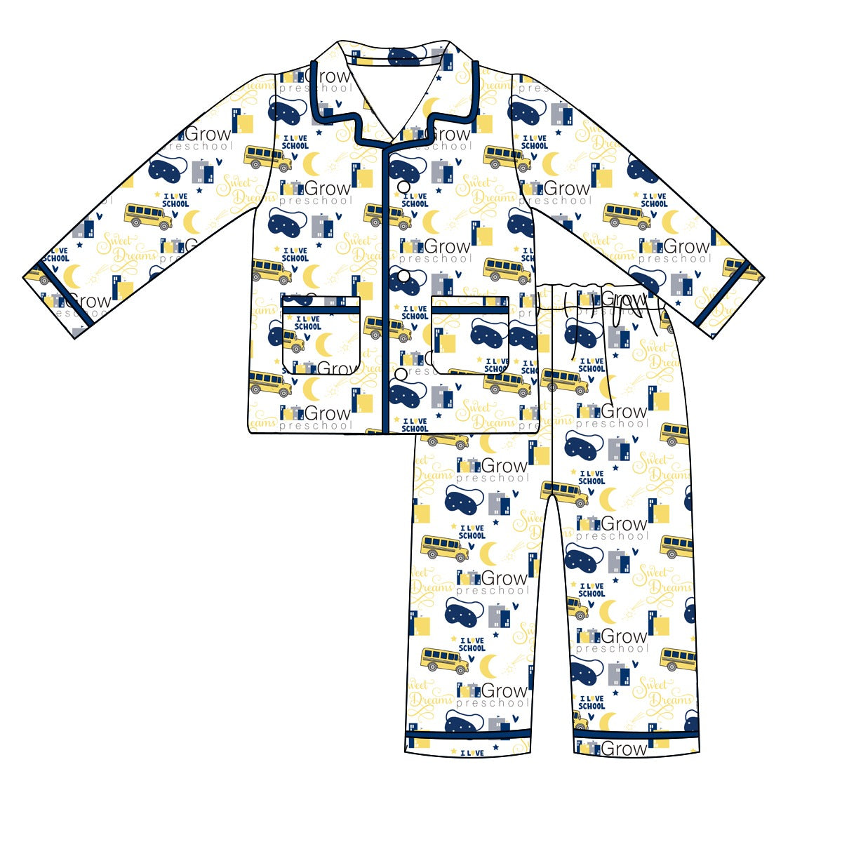 Grow Button Pajama Set